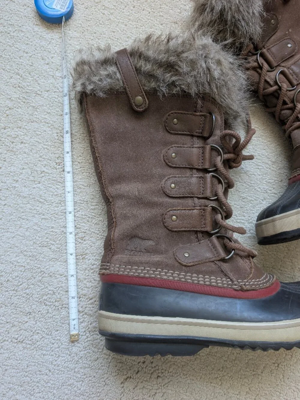 Sorel Boots 8 Joan Of Arctic Brown Camel Suede Waterproof Faux Fur Tall Snow